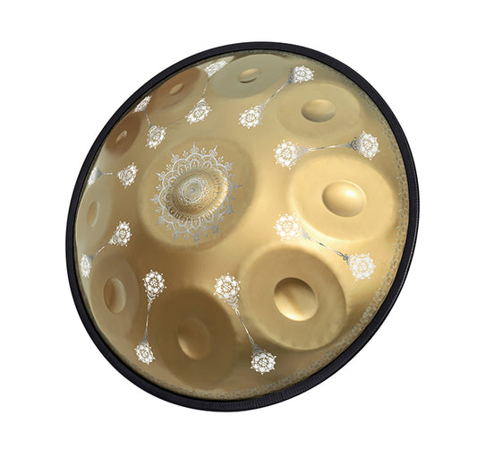 GLADFRESIT Handpan Mandala Gold 10 Notes D Minor 22 Inches with Accessories