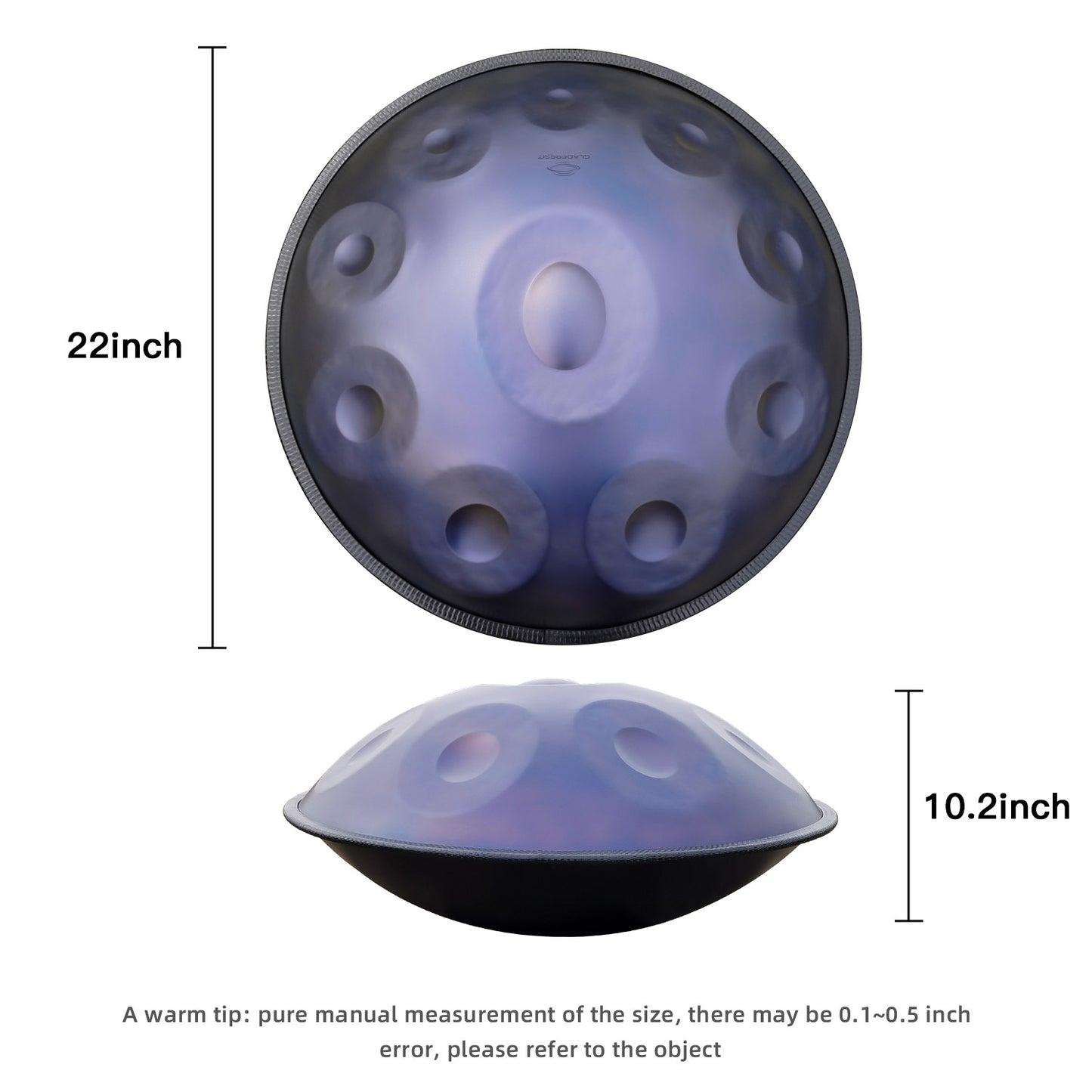 GLADFRESIT Handpan lila 10 Töne D-Moll 22 Zoll mit Zubehör