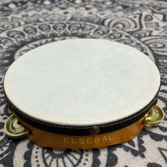 ELSEBAL 6-Inch Handheld Tambourine - Wooden Frame with Metal Jingles