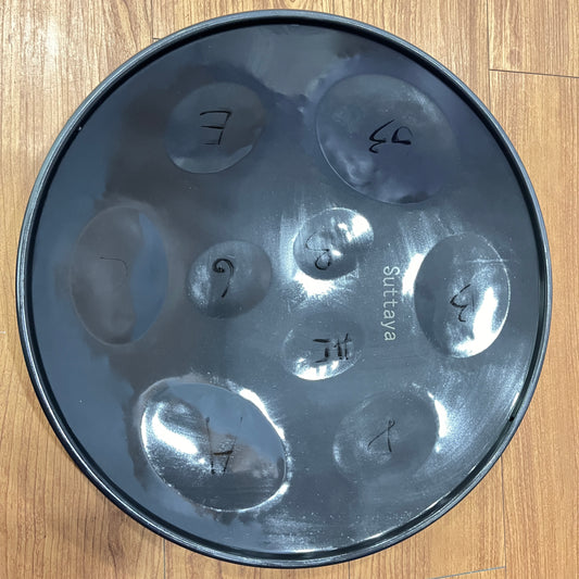 SUTTAYA Handpan Ready-to-Play Kit - Black 9 Notes G-Major with Table Top Stand - Authentic Steel Drum
