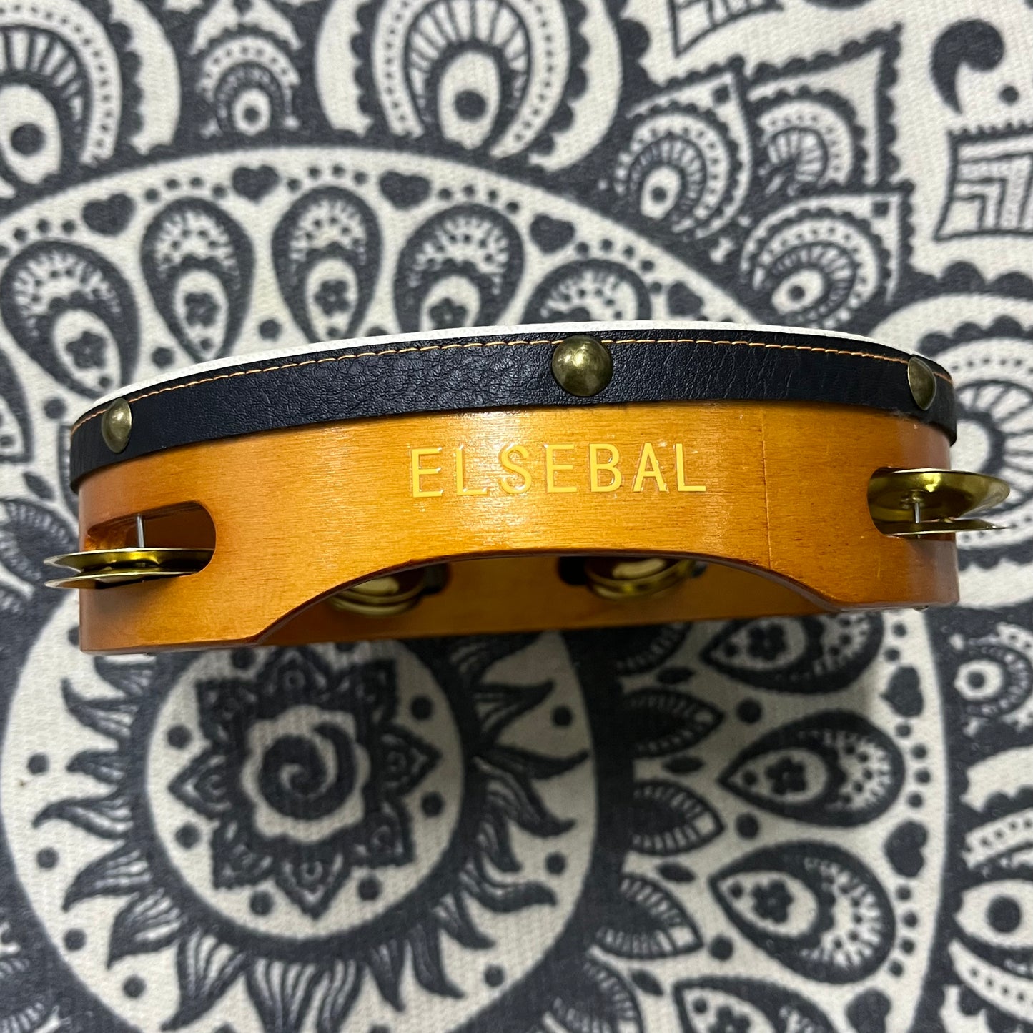 ELSEBAL 6-Inch Handheld Tambourine - Wooden Frame with Metal Jingles