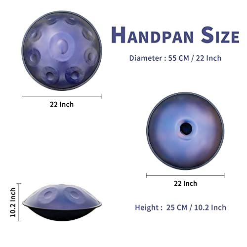 GLADFRESIT Handpan lila 9 Töne D-Moll 22 Zoll mit Zubehör