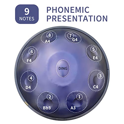 GLADFRESIT Handpan lila 9 Töne D-Moll 22 Zoll mit Zubehör