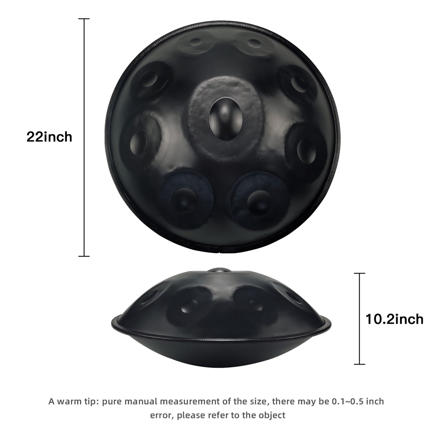 GLADFRESIT Handpan Schwarz 9 Töne D-Moll 22 Zoll mit Zubehör