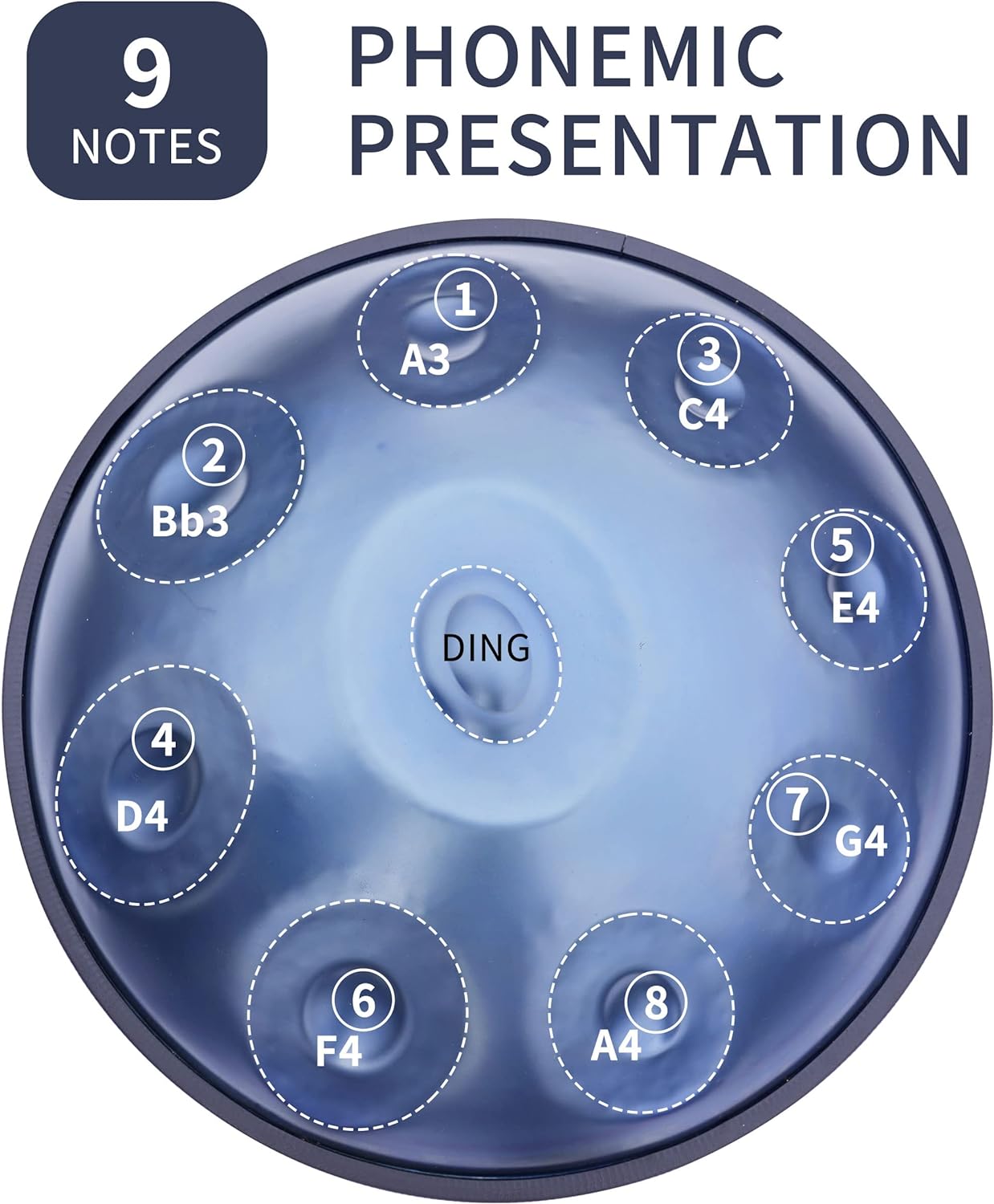 GLADFRESIT Handpan Blau 10 Töne D-Moll 22 Zoll mit Zubehör