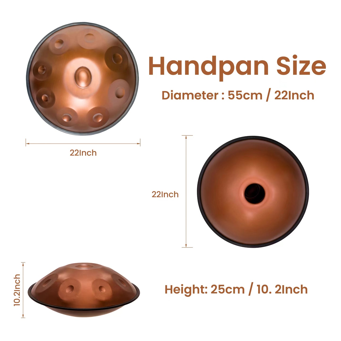 GLADFRESIT Handpan Redpurple 9 Töne D-Moll 22 Zoll mit Zubehör