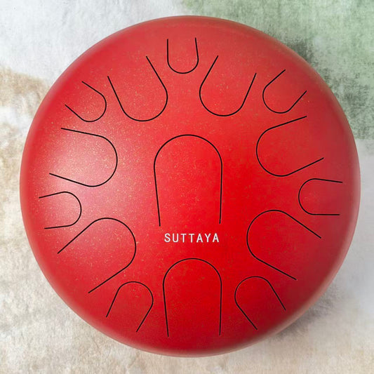 SUTTAYA Steel Tongue Drum, Red Stainless Steel, Ethereal Tone Musical Instruments